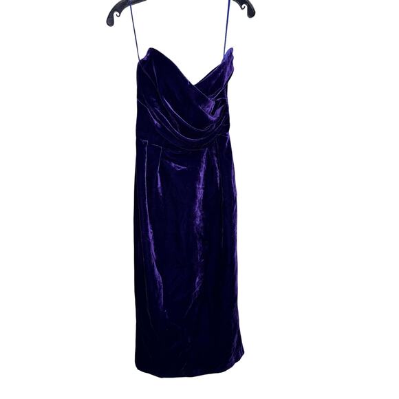 Rasario NWT Silk Velvet Draped Corset Midi Dress in Violet Size FR 38/US 4 - Picture 5 of 10